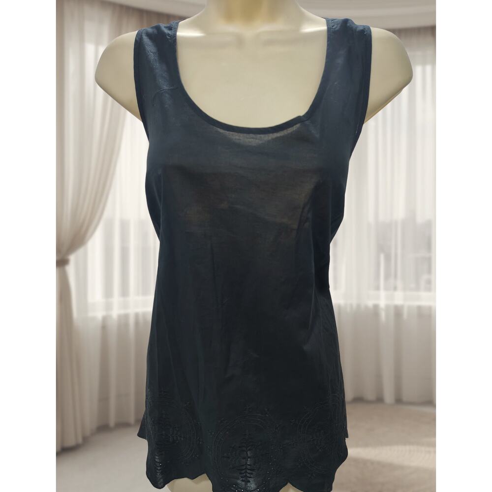 MOSSIMO Women's Black Sleeveless Top - Embroidered sleeveless blouse, Sz XL